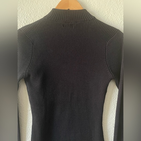 Vintage y2k Fitted Soft Ribbed Knit Top Women’s S Black Long Sleeve Mock Neck - Picture 8 of 11